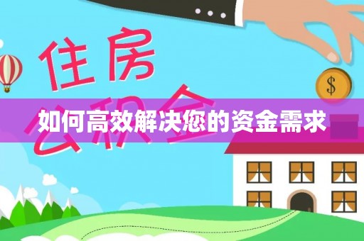 武功如何高效解决您的资金需求
